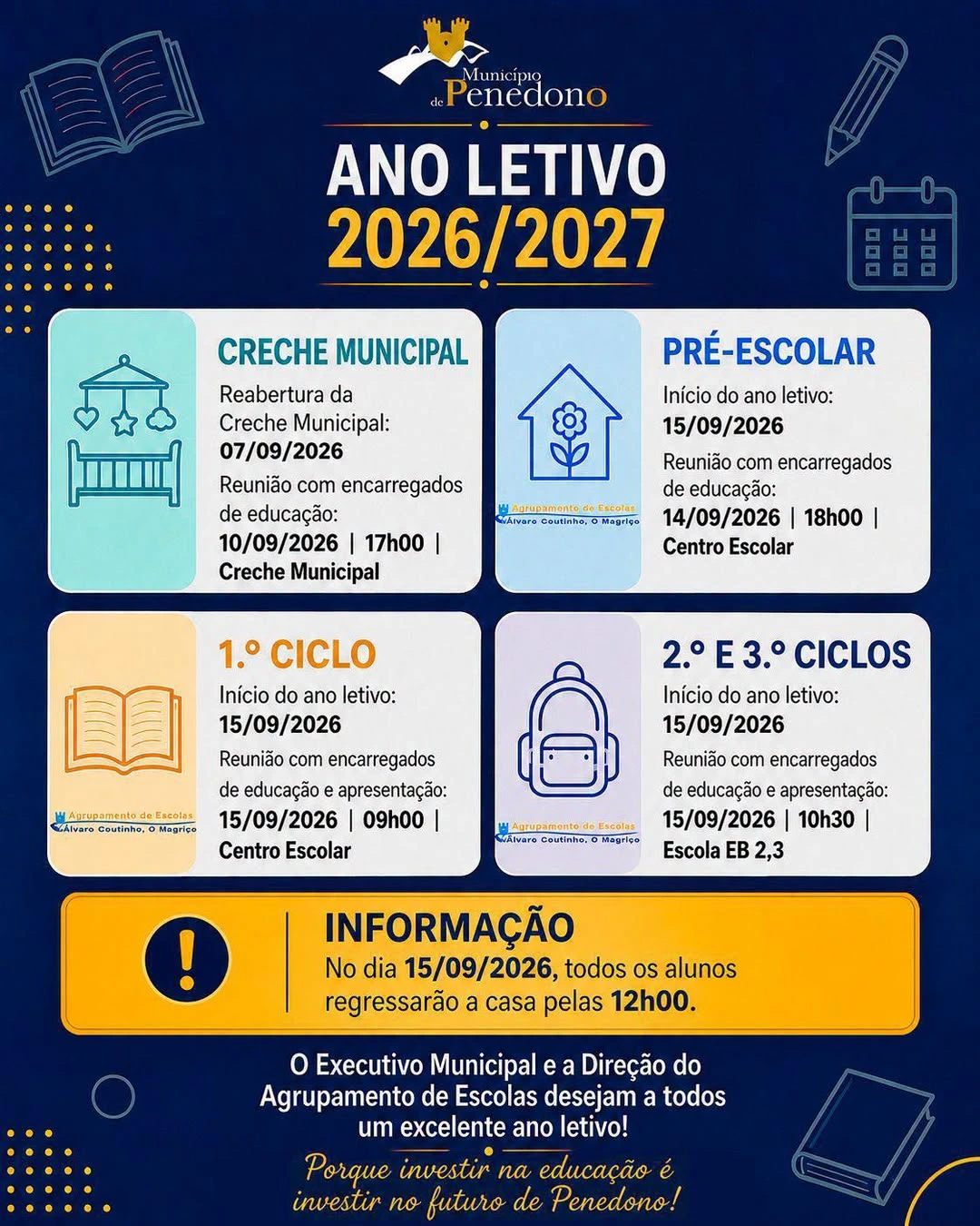 Ano Letivo 2026/2027: informações sobre o arranque das atividades letivas