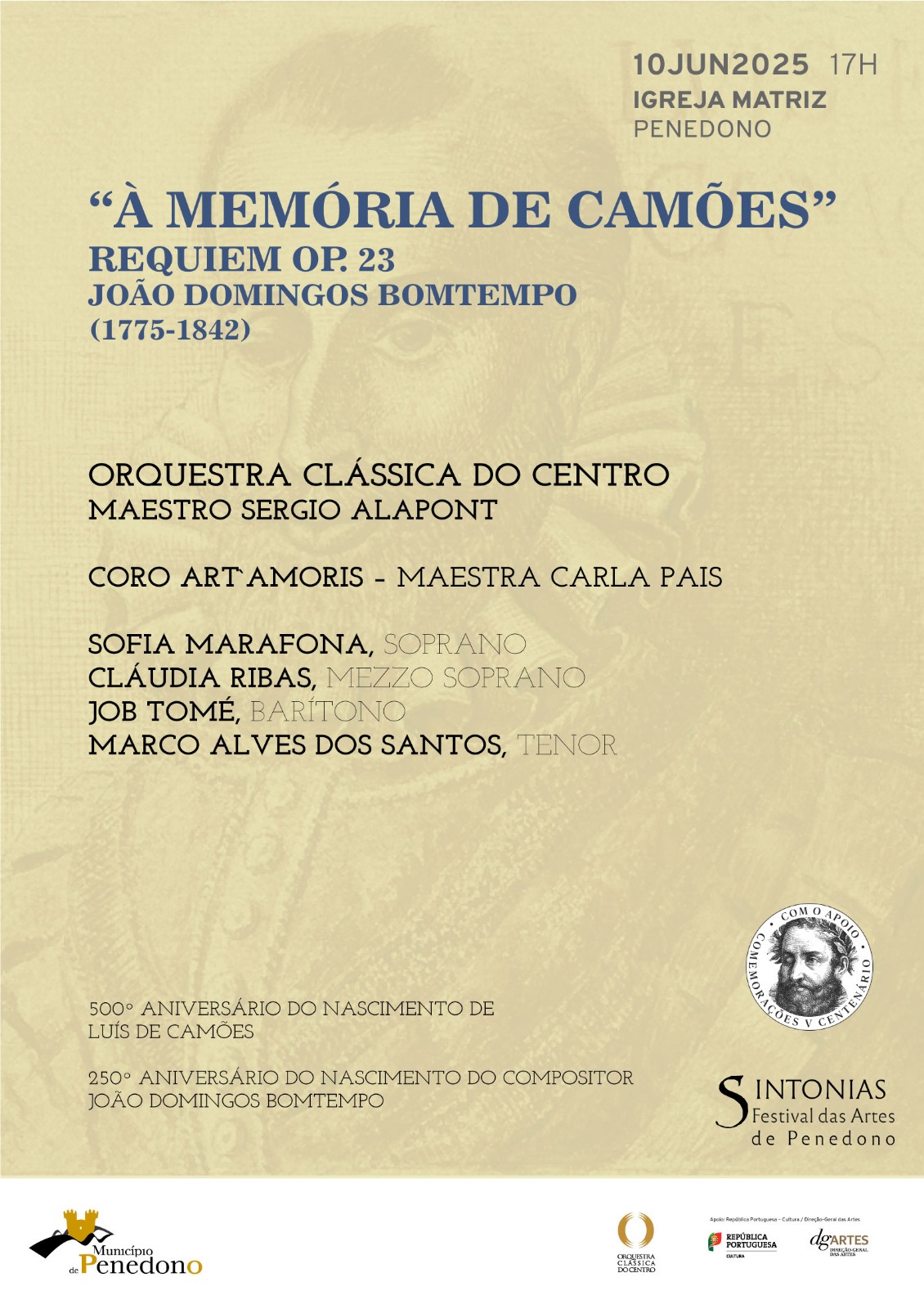Concerto ” À Memória de Camões” pela Orquestra Clássica do Centro, dia 10 de junho, pelas 17h, na Igreja Matriz de Penedono!